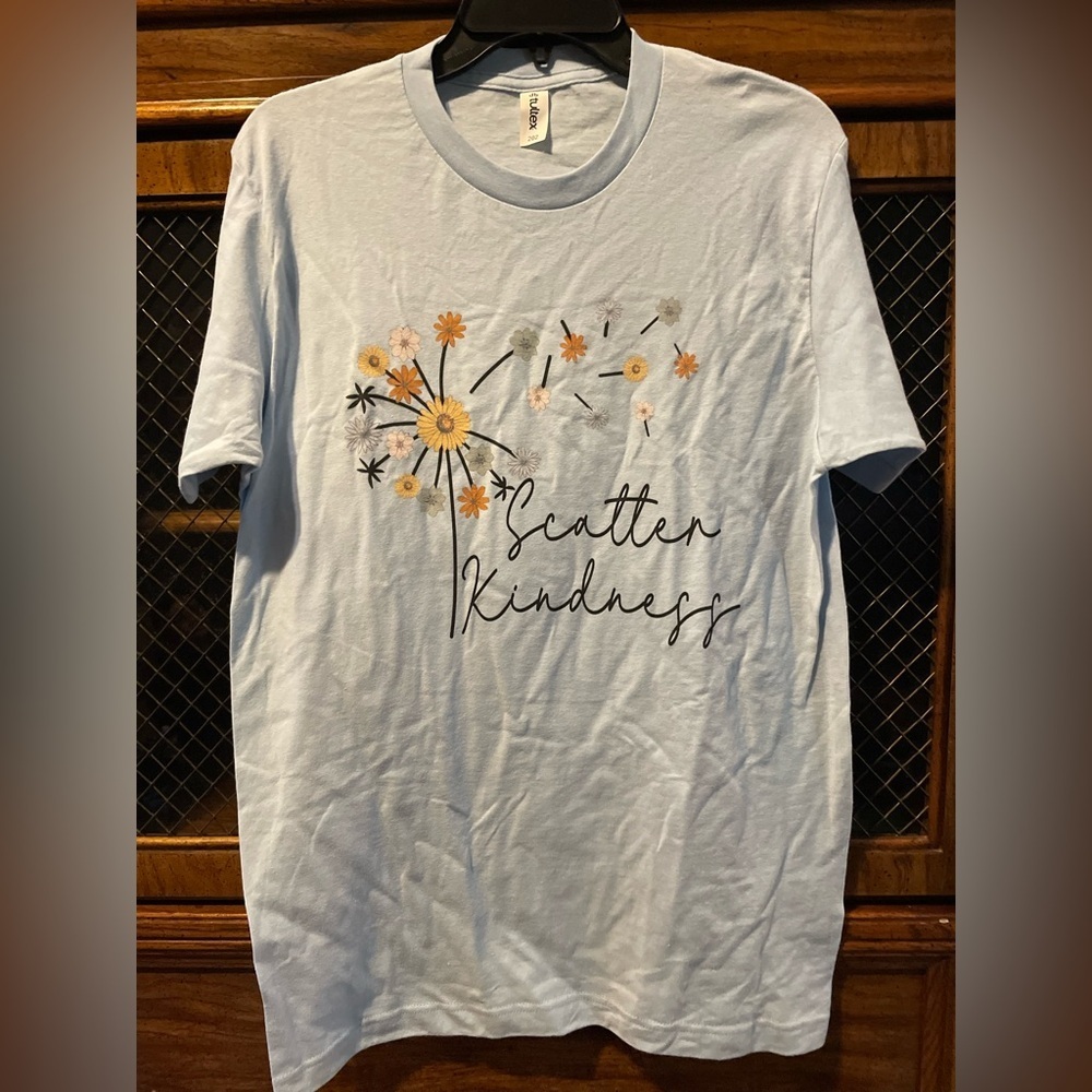 Tultex Sky Blue Tee with Floral Graphic large scatter kindness